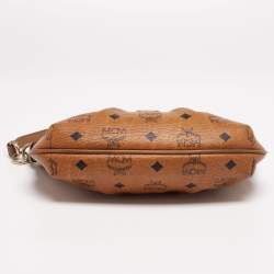 Pre Owned MCM Cognac Visetos Leather Crossbody Bag