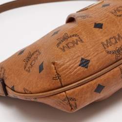 Pre Owned MCM Cognac Visetos Leather Crossbody Bag