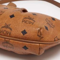 Pre Owned MCM Cognac Visetos Leather Crossbody Bag