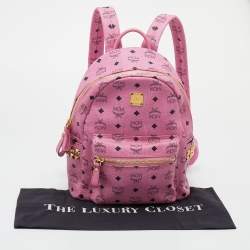 MCM Pink Visetos Studded Coated Canvas Stark Backpack