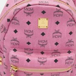 MCM Pink Visetos Studded Coated Canvas Stark Backpack