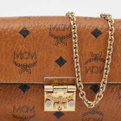 MCM Cognac Visetos Coated Canvas Patricia Wallet on Chain