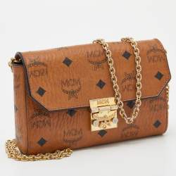 MCM Cognac Visetos Coated Canvas Patricia Wallet on Chain