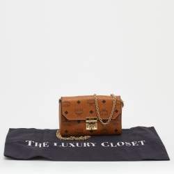 MCM Cognac Visetos Coated Canvas Patricia Wallet on Chain