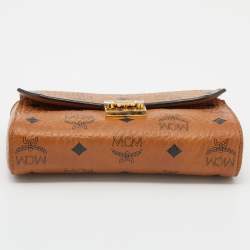 MCM Cognac Visetos Coated Canvas Patricia Wallet on Chain