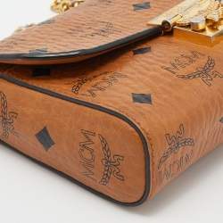 MCM Cognac Visetos Coated Canvas Patricia Wallet on Chain