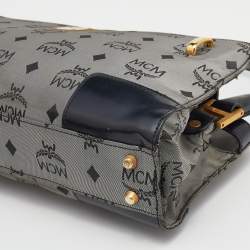 MCM Grey/Black Visetos Nylon and Leather Shoulder Bag