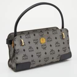 MCM Grey/Black Visetos Nylon and Leather Shoulder Bag