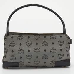 MCM Grey/Black Visetos Nylon and Leather Shoulder Bag