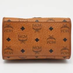 MCM Cognac Visetos Coated Canvas and Leather Mini Heritage Top Handle Bag