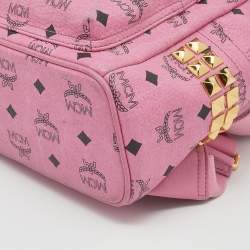 MCM Pink Visetos Coated Canvas Small Bebe Boo Backpack