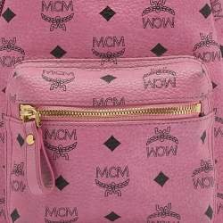 MCM Pink Visetos Coated Canvas Small Bebe Boo Backpack