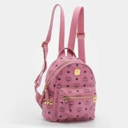 MCM Pink Visetos Coated Canvas Small Bebe Boo Backpack