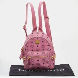 MCM Pink Visetos Coated Canvas Small Bebe Boo Backpack