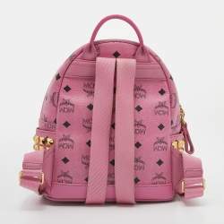 MCM Pink Visetos Coated Canvas Small Bebe Boo Backpack