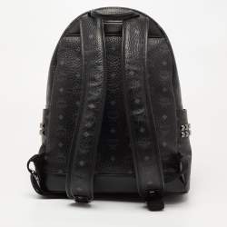 MCM Black Visetos Coated Canvas and Leather Large Stark Backpack