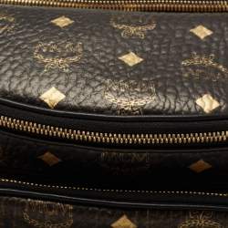 MCM Black/Gold Leather Logo Printed Belt Bag