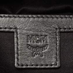 MCM Black/Gold Leather Logo Printed Belt Bag