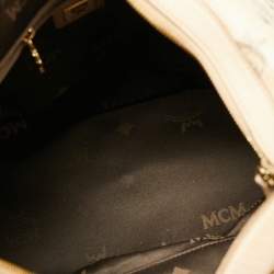 MCM Beige Visetos Coated Canvas and Leather Essential Hobo
