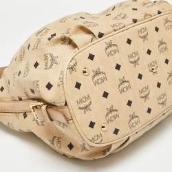 MCM Beige Visetos Coated Canvas and Leather Essential Hobo