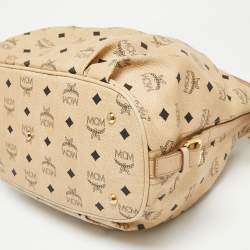 MCM Beige Visetos Coated Canvas and Leather Essential Hobo