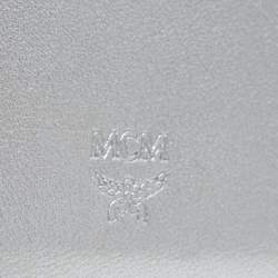 MCM Metallic Silver Coated Canvas Visetos Zip Compact Wallet