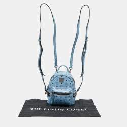 MCM Blue Visetos Coated Canvas and Leather Mini Studded Stark-Bebe Boo Backpack