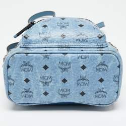 MCM Blue Visetos Coated Canvas and Leather Mini Studded Stark-Bebe Boo Backpack