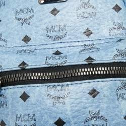 MCM Blue Visetos Coated Canvas and Leather Mini Studded Stark-Bebe Boo Backpack