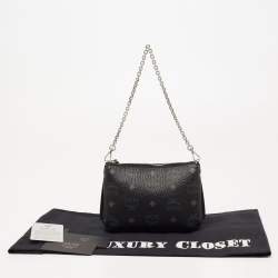 Pre Owned MCM Black Visetos Coated Canvas Baguette