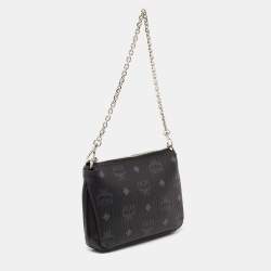 Pre Owned MCM Black Visetos Coated Canvas Baguette