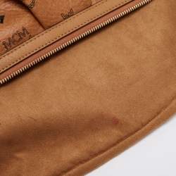 MCM Cognac Visetos Coated Canvas and Leather Zip Tote