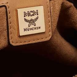 MCM Cognac Visetos Coated Canvas and Leather Zip Tote