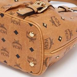 MCM Cognac Visetos Coated Canvas and Leather Zip Tote