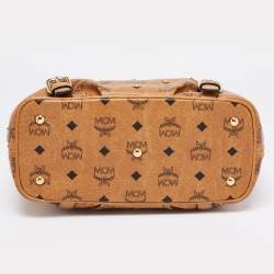 MCM Cognac Visetos Coated Canvas and Leather Zip Tote