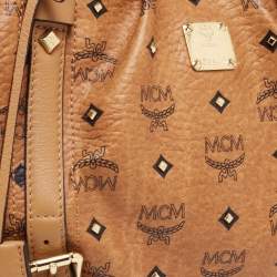 MCM Cognac Visetos Coated Canvas and Leather Zip Tote