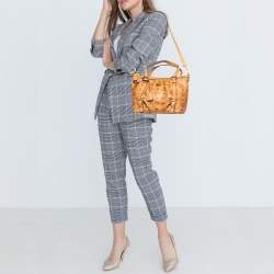 MCM Cognac Visetos Coated Canvas and Leather Zip Tote