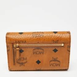MCM Cognac Visetos Coated Canvas Trifold Wallet