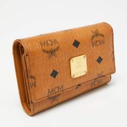 MCM Cognac Visetos Coated Canvas Trifold Wallet