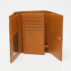 MCM Cognac Visetos Coated Canvas Trifold Wallet