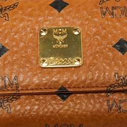 MCM Cognac Visetos Coated Canvas Trifold Wallet
