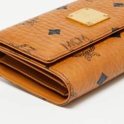 MCM Cognac Visetos Coated Canvas Trifold Wallet