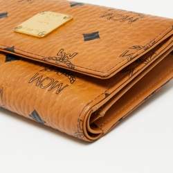 MCM Cognac Visetos Coated Canvas Trifold Wallet