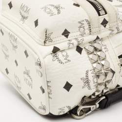 Pre Owned MCM White/Black Visetos Coated Canvas And Leather Mini Stark-Bebe Boo Backpack