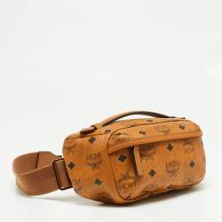 MCM Cognac Visetos Coated Canvas and Leather Belt Bag