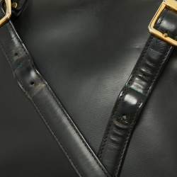 Pre Owned MCM Black Leather Front Pocket Flap Backpack