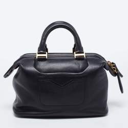 Pre Owned MCM Black Leather Zip Satchel