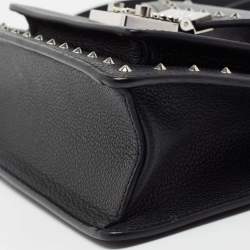 Pre Owned MCM Black Leather Patricia Studded Top Handle Bag