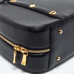 Pre Owned MCM Black Leather Motif Dome Satchel