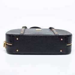 Pre Owned MCM Black Leather Motif Dome Satchel